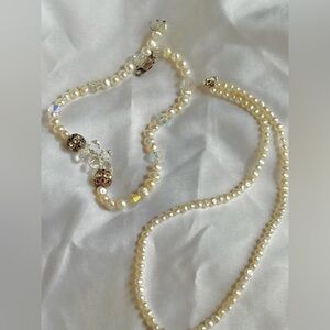 Elegant Pearl Crystal Necklace NR and freshwater Pearl necklace Sterling clasps